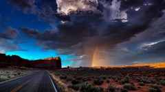 Landscapes nature clouds roads cliffs rainbows