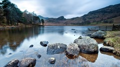 Landscapes nature clouds rocks lakes