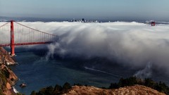 Landscapes nature clouds San Francisco Bridges golden gate 