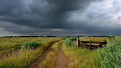 Landscapes nature country clouds sky gate gloomy