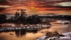 Landscapes nature fire ice