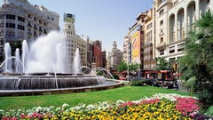 Landscapes nature Fountains Spain valencia Plaza