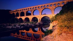 Landscapes nature France arch bows Aqueduct Gard Pont du Gard