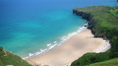 Landscapes nature grass bay cliffs Oceans Beaches