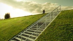 Landscapes nature grass clouds germany stairways