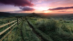 Landscapes nature grass clouds hills fences sunlight