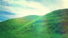 Landscapes nature grass clouds hills Green sunlight photo 