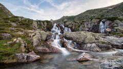 Landscapes nature grass clouds hills pebbles Wilde rocks rivers 