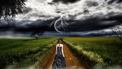 Landscapes nature grass clouds lighting roads 3d fields 