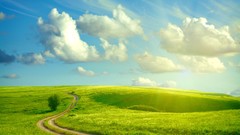 Landscapes nature grass clouds roads backgrounds fields sunlight