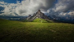 Landscapes nature grass Mountains clouds Green skies
