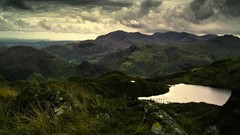 Landscapes nature grass Mountains clouds lakes