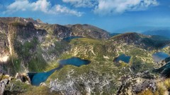 Landscapes nature grass Mountains clouds Plants lakes Bulgaria 
