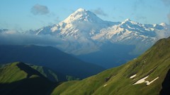 Landscapes nature grass snow Mountains clouds
