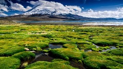 Landscapes nature grass snow water blue clouds white Green 