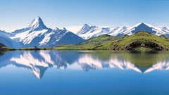 Landscapes nature grass snow water blue Mountains hills white 