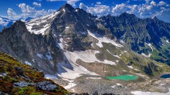 Landscapes nature grass snow water Mountains clouds Austria 