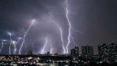 Landscapes nature grass sun clouds Lightning storm fields 