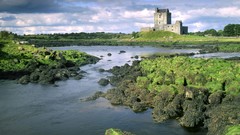 Landscapes nature grass water clouds spring morning rocks 