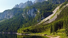 Landscapes nature grass water Mountains Green trail Austria 