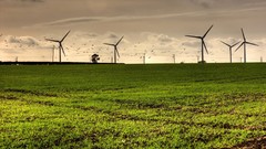 Landscapes nature grass windmills fields
