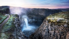 Landscapes nature grass yellow winter gray water pink white 