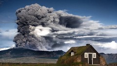 Landscapes nature gray clouds barn eruption Volcanoes