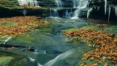 Landscapes nature Green waterfalls