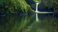 Landscapes nature Green waterfalls lakes