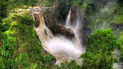 Landscapes nature Green waterfalls natural scenery