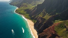 Landscapes nature Hawaii cliffs Oceans Beaches forests Kauai