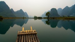 Landscapes nature hills calm Boats lakes reflections