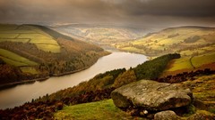 Landscapes nature hills Green rocks rivers