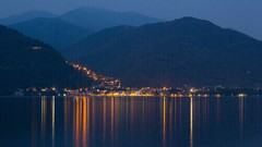 Landscapes nature hills lights evening Italy lakes reflections 