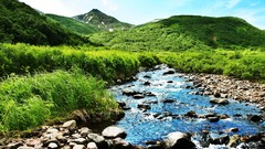 Landscapes nature hills meadows rocks streams