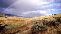 Landscapes nature hills rainbows
