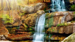 Landscapes nature Holidays waterfalls rocks happy