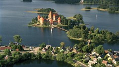 Landscapes nature Islands castle lithuania forests trakai