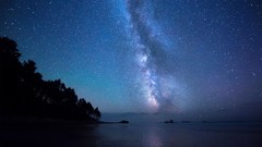Landscapes nature Islands Milky Way night sky