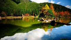 Landscapes nature lakes reflections forests