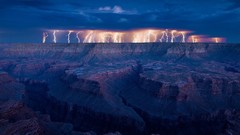 Landscapes nature Lightning Grand Canyon USA