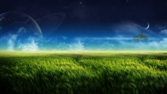 Landscapes nature meadows planets Photo manipulation floating 
