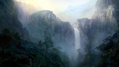 Landscapes nature mist waterfalls