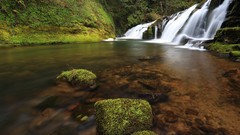 Landscapes nature moss Oregon waterfalls rocks USA rivers 