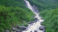 Landscapes nature Mountains Alaska waterfalls