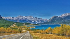 Landscapes nature Mountains autumn Canada roads sunny lakes 