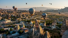 Landscapes nature Mountains Balloons towns townscape