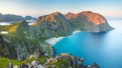 Landscapes nature Mountains bay Beaches