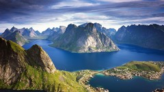 Landscapes nature Mountains bay Islands forests