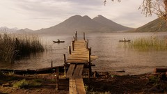 Landscapes nature Mountains Boats lakes guatemala piers 